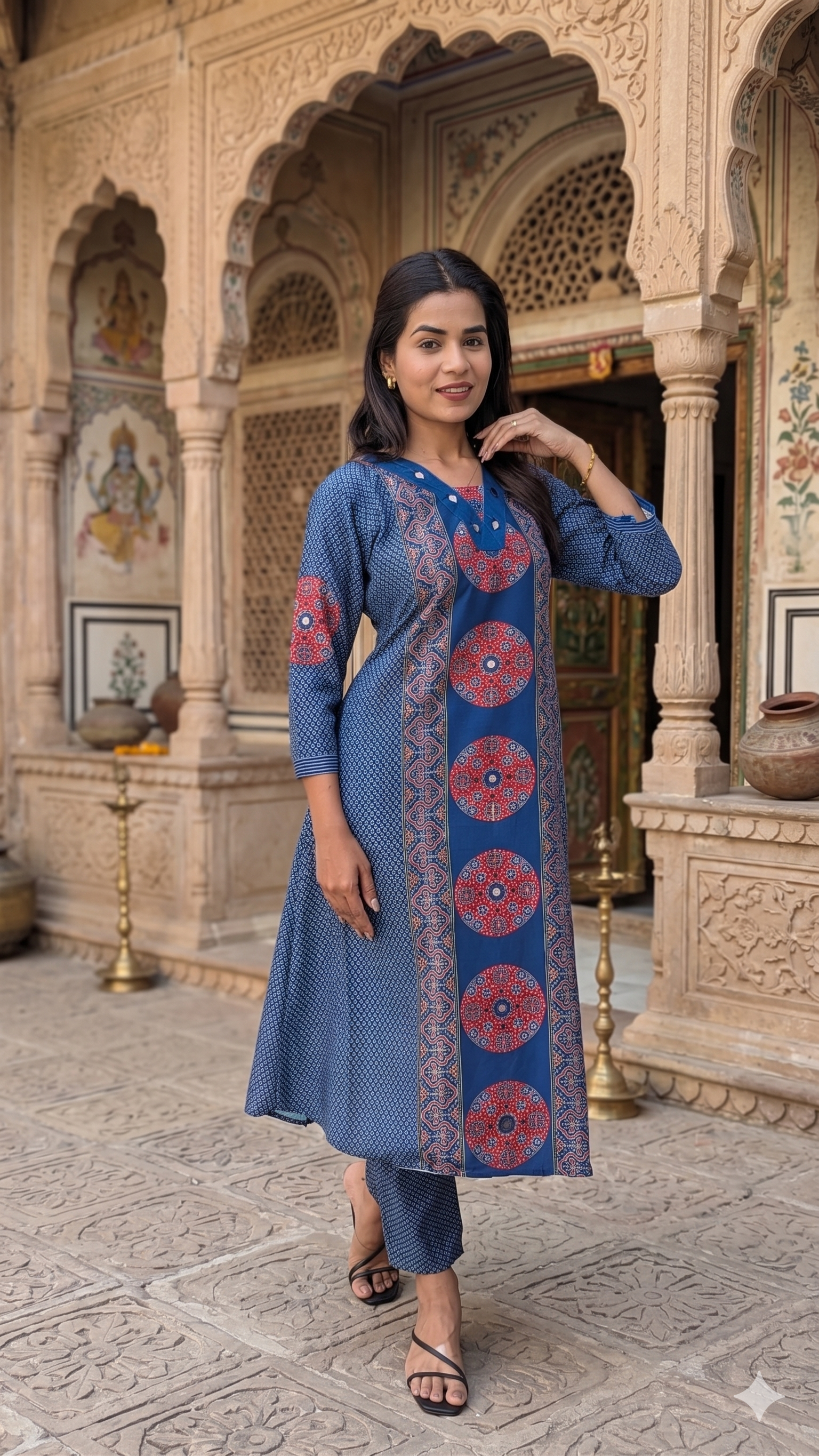 Mishri Stylish Blue Real Mirror Co-ords Set for Summer