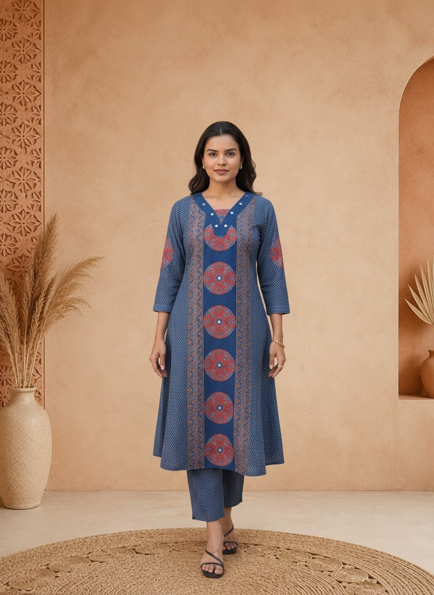 Mishri Stylish Blue Real Mirror Co-ords Set for Summer
