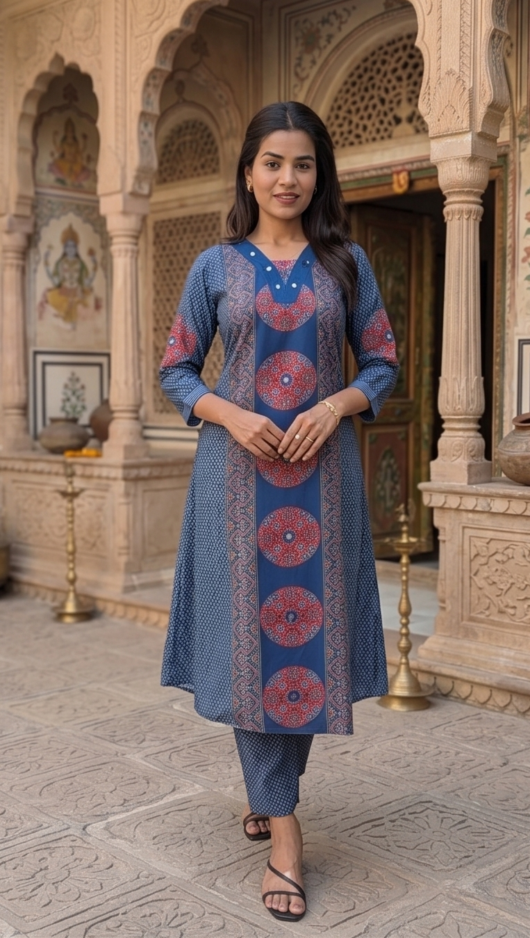 Mishri Stylish Blue Real Mirror Co-ords Set for Summer