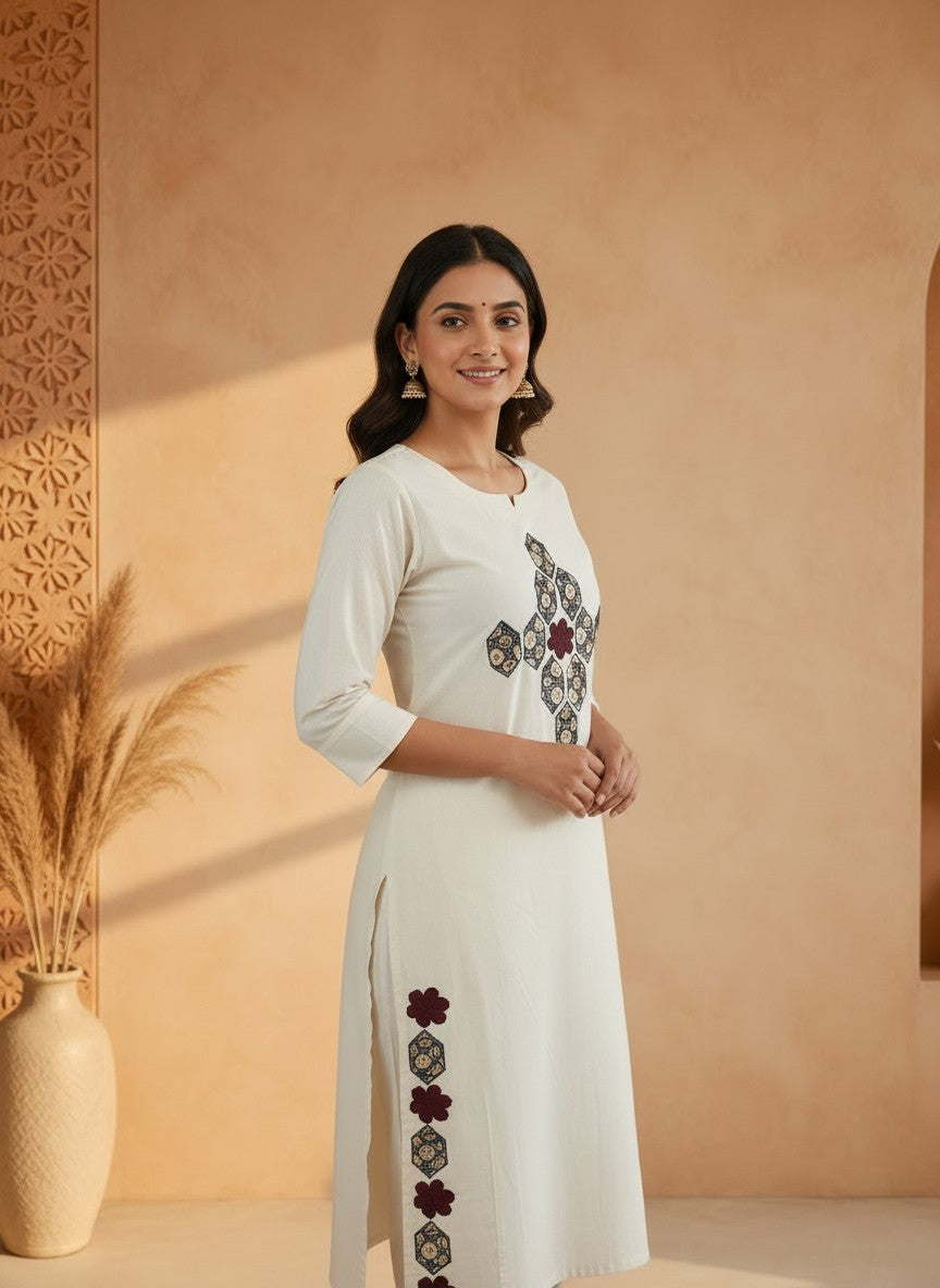 Hexa Pure Khadi Cotton Patchwork kurta set