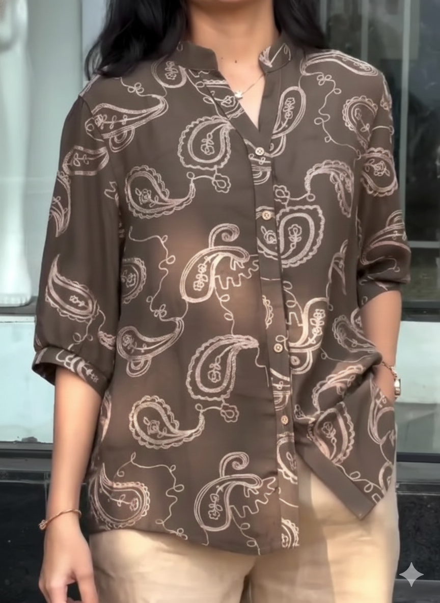 Kudbi's Gen'z Women Style Pure Cotton Embroidery Shirt