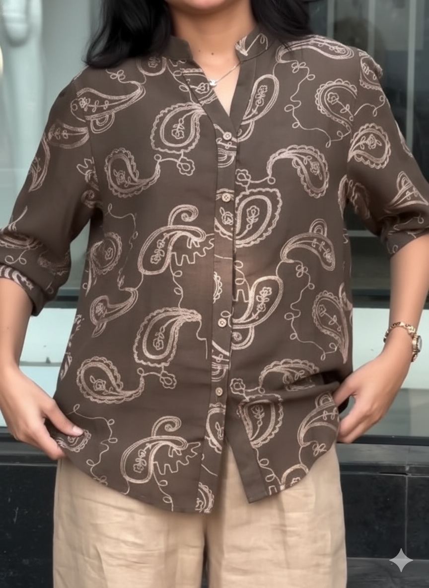 Kudbi's Gen'z Women Style Pure Cotton Embroidery Shirt