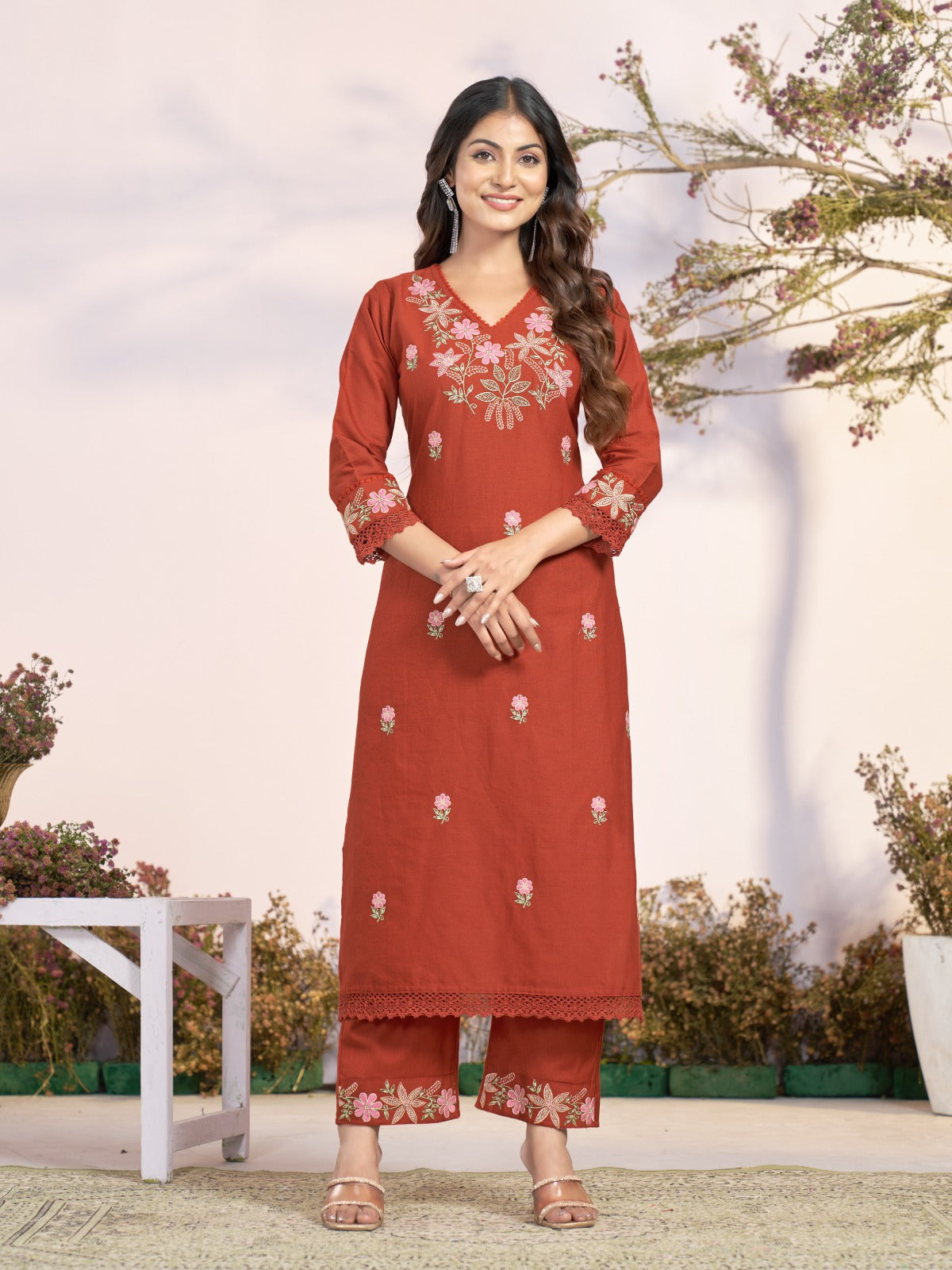 Siya fancy Embroidery Cotton Flex Kurta set