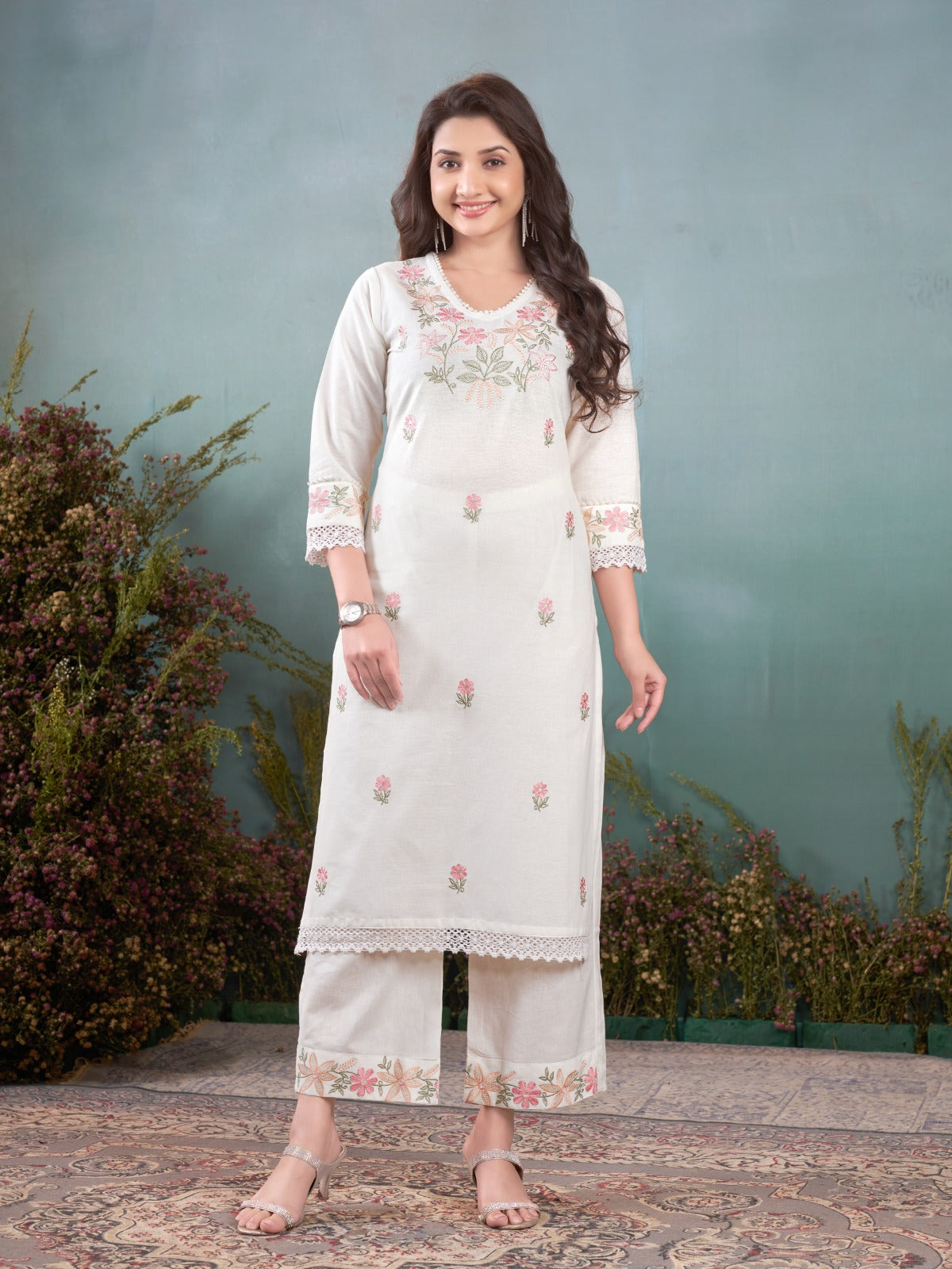 Siya fancy Embroidery Cotton Flex Kurta set
