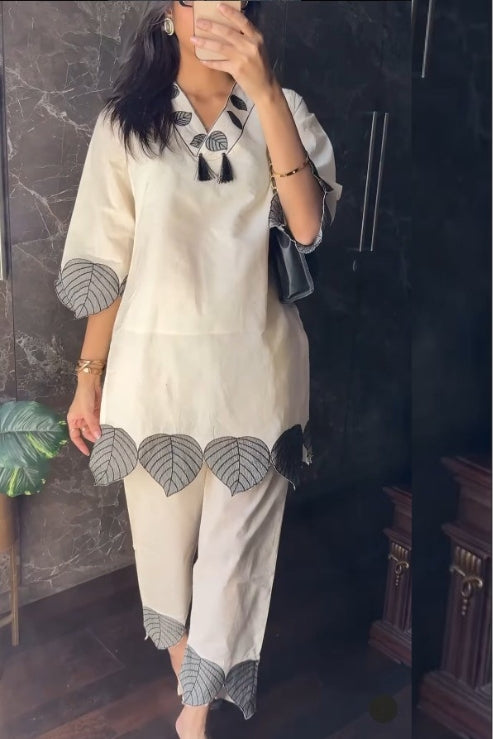 Leaf Pure Cotton Co-ords Set by Designer