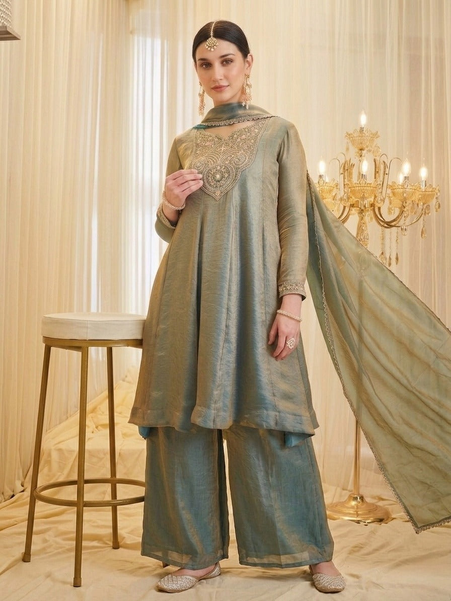 zalina Heavy Embroidery Kurti set with dupatta