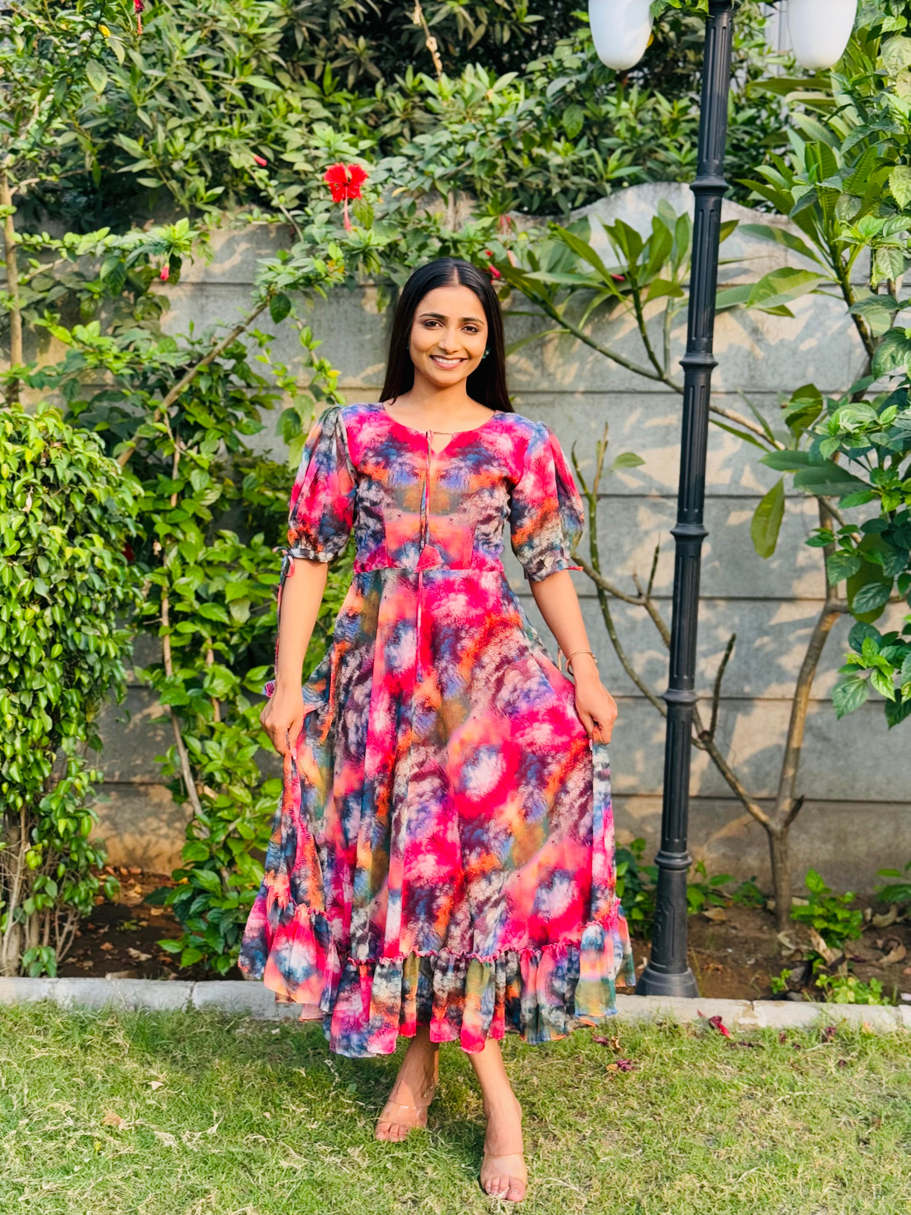 Kudbi Naytra Floral Stylish Print Gown For Women.