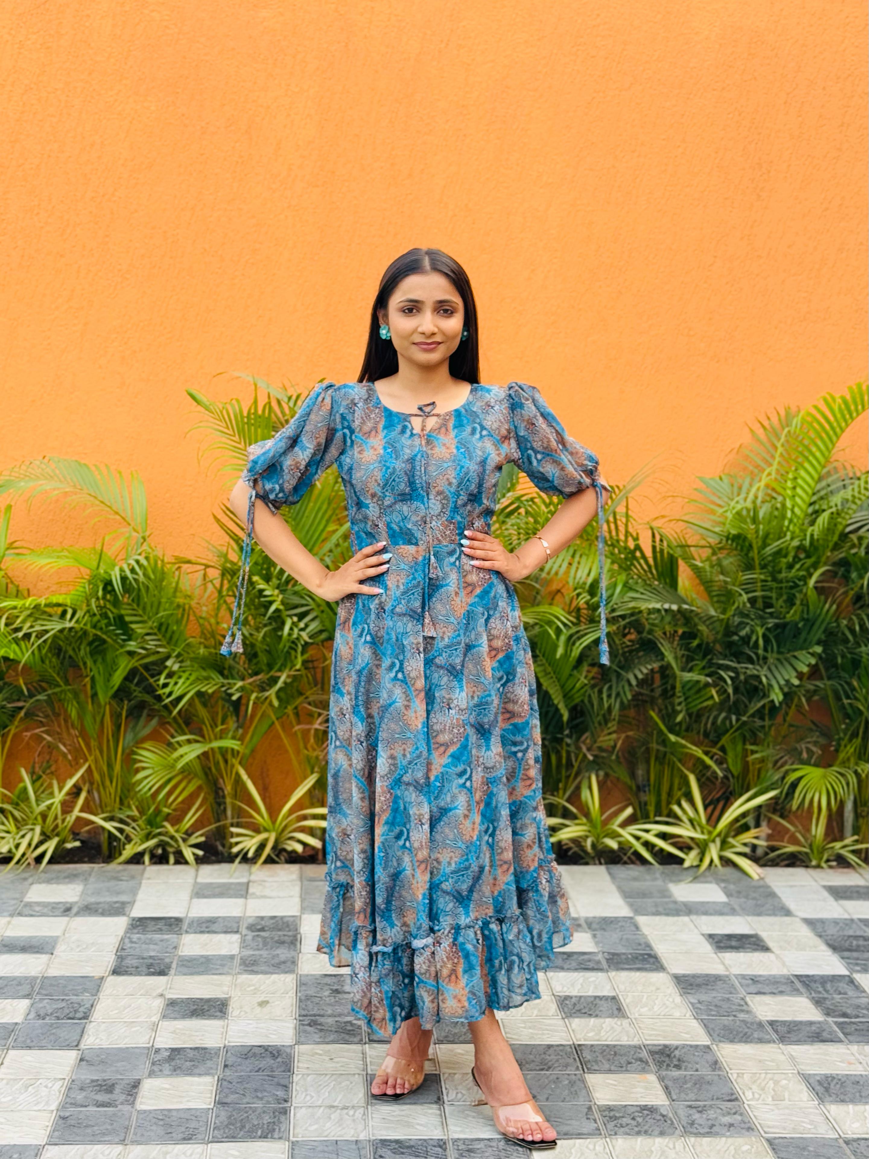 Kudbi Naytra Floral Stylish Print Gown For Women.