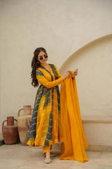 KUDBI'S ROZI ORGENZA MULTI COLOUR ANARKALI SUIT SET