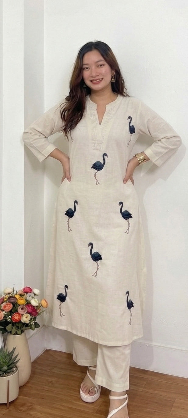 Flamingo Pure Khadi cotton coords set