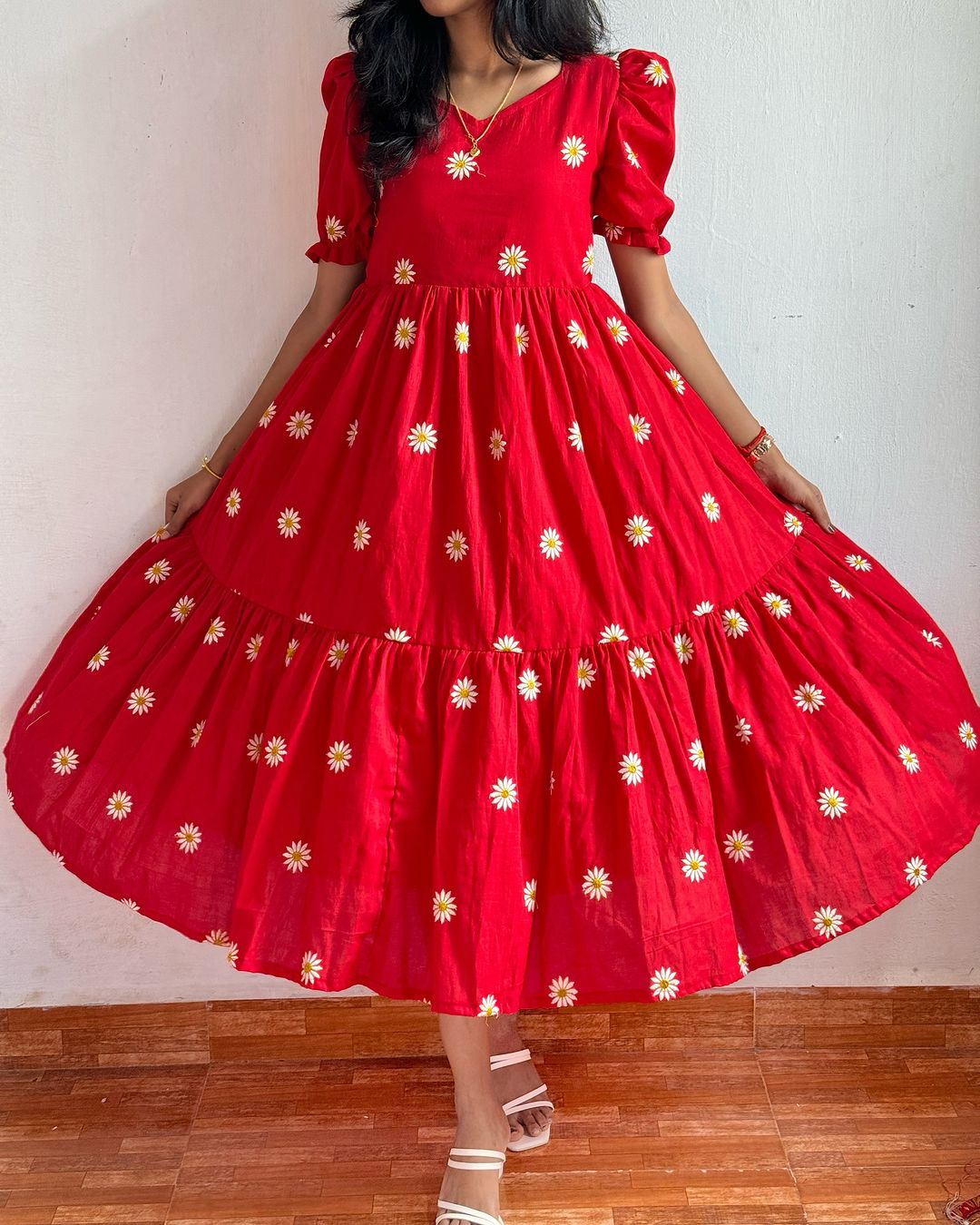 Kudbi's Flower Cotton Frock Style.