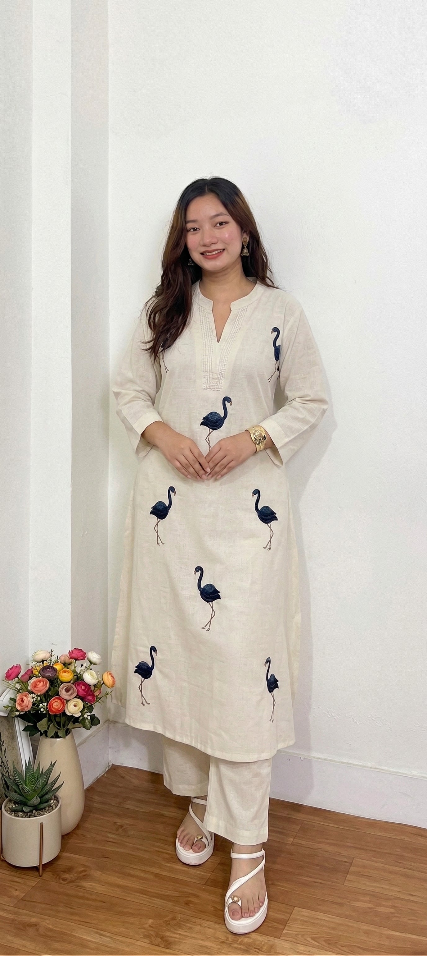 Flamingo Pure Khadi cotton coords set
