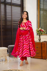 KUDBI'S LEVIO ORENGE AND RED PINK ANARKALI SUIT SET