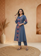 Mishri Stylish Blue Real Mirror Co-ords Set for Summer