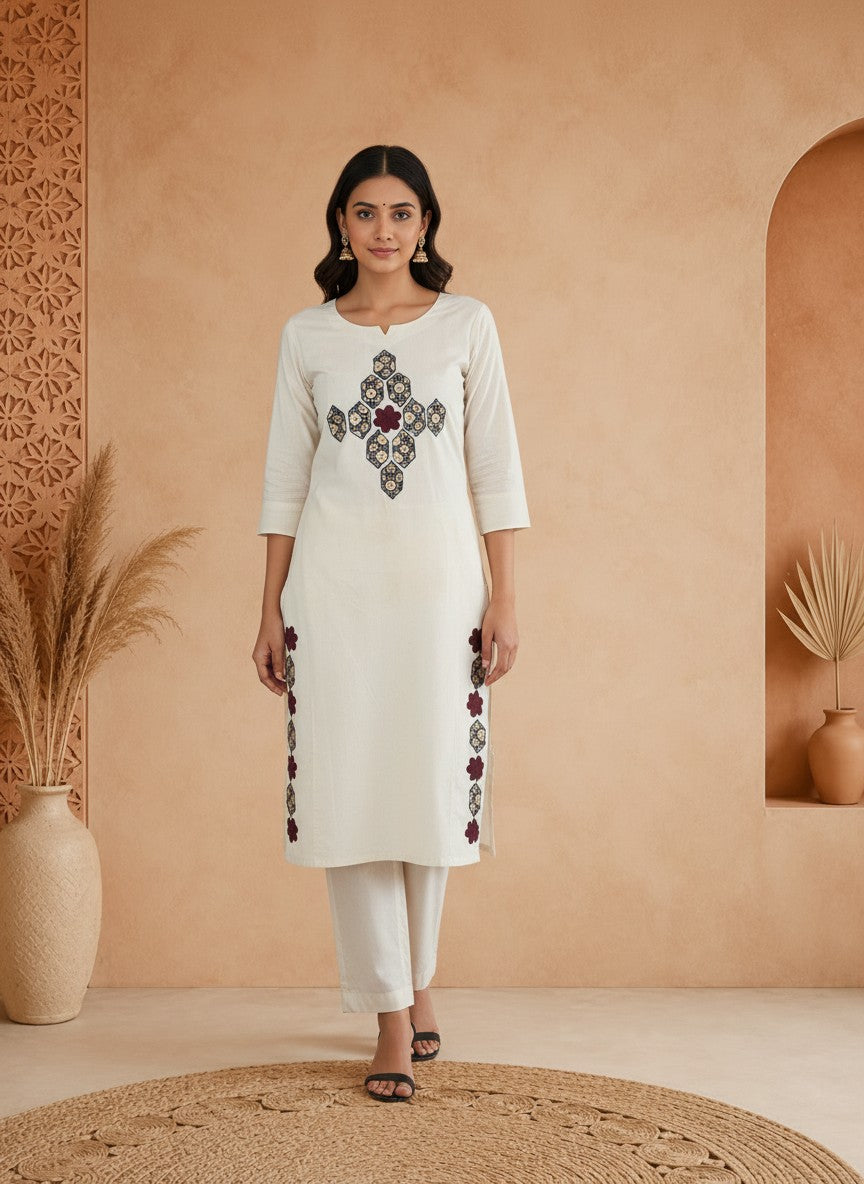 Hexa Pure Khadi Cotton Patchwork kurta set