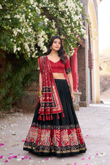Kudbi Designer Traditional Patola Print Lehenga Choli Set with Dupatta for Women