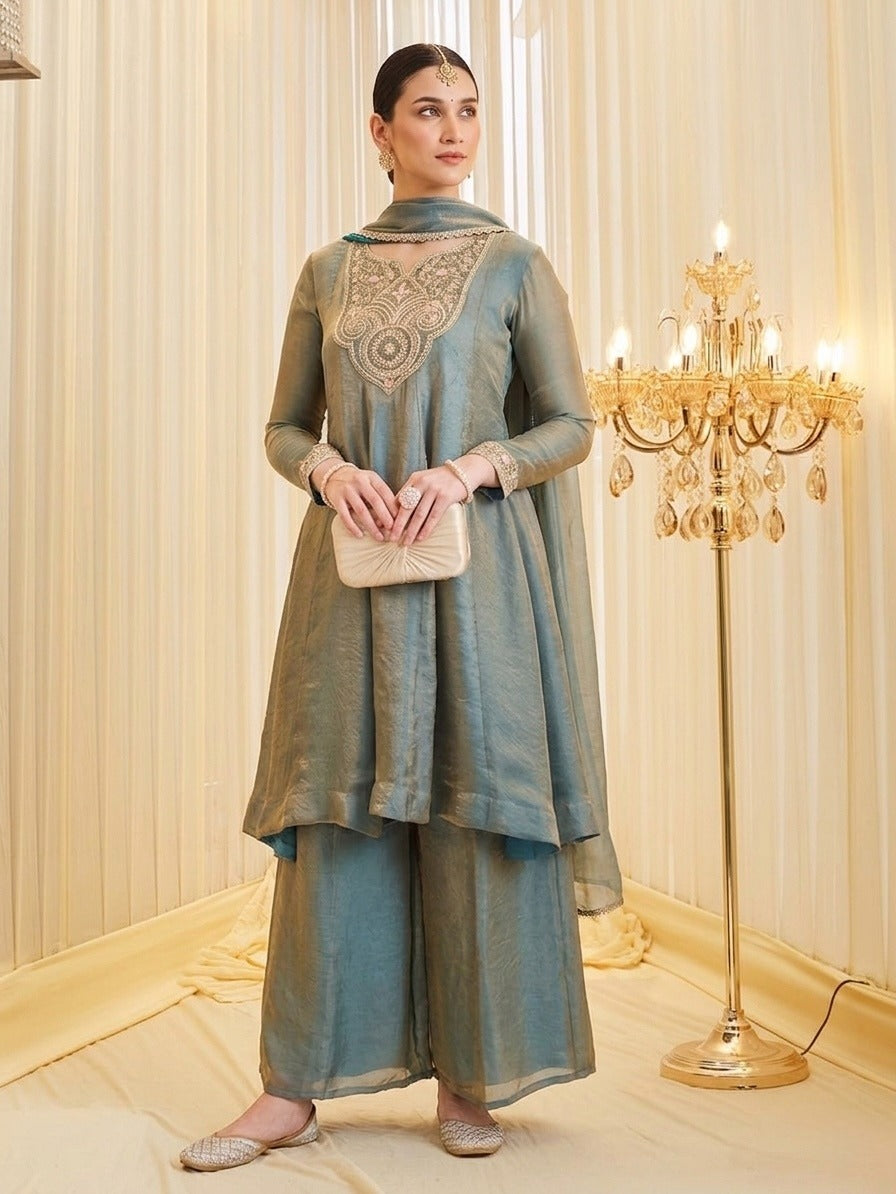 zalina Heavy Embroidery Kurti set with dupatta